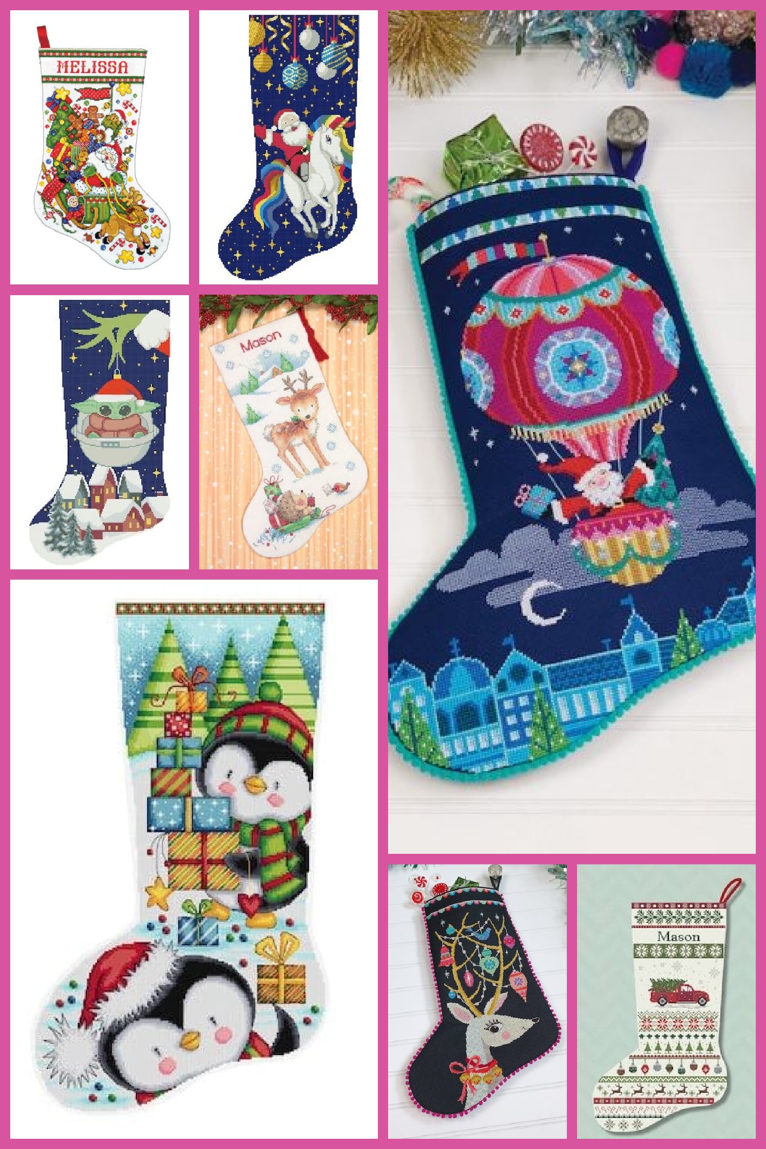 15 Cross Stitch Christmas Stocking Patterns - Happiness is Homemade