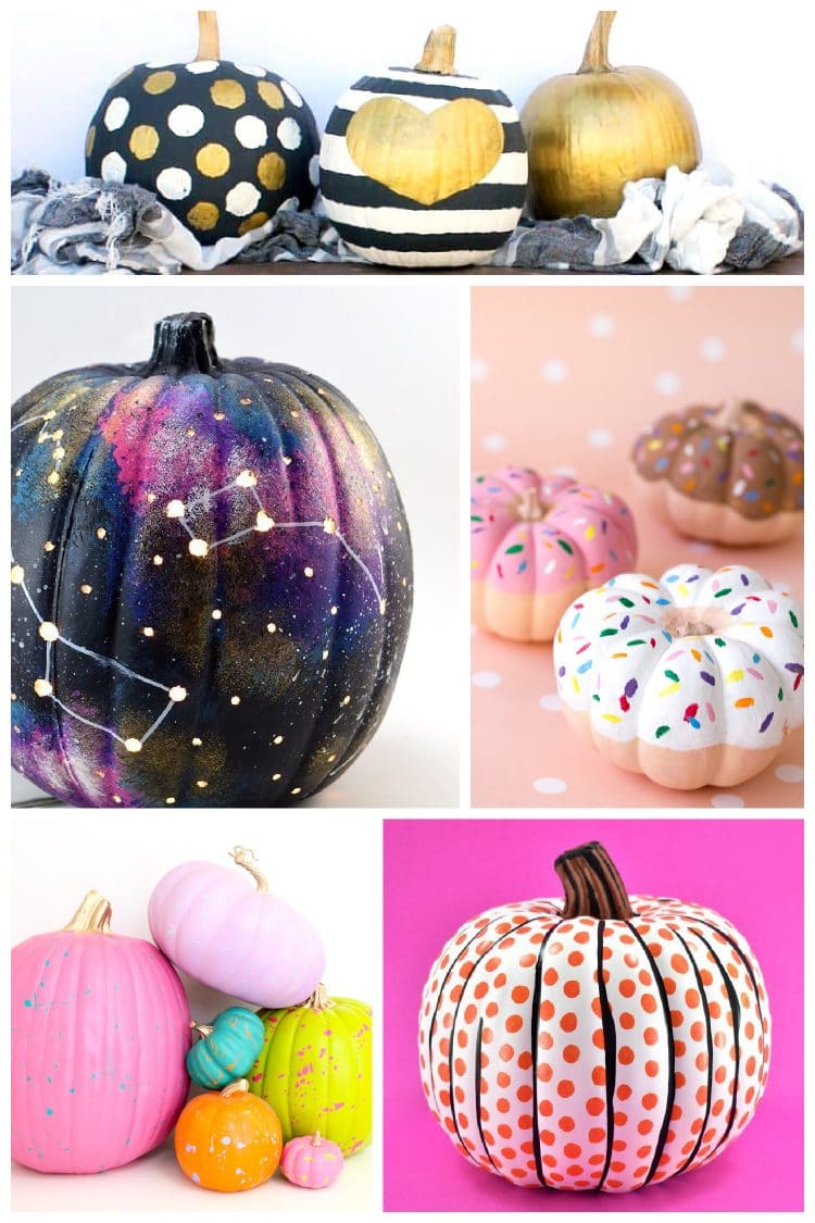 decorated painted pumpkin collage photo