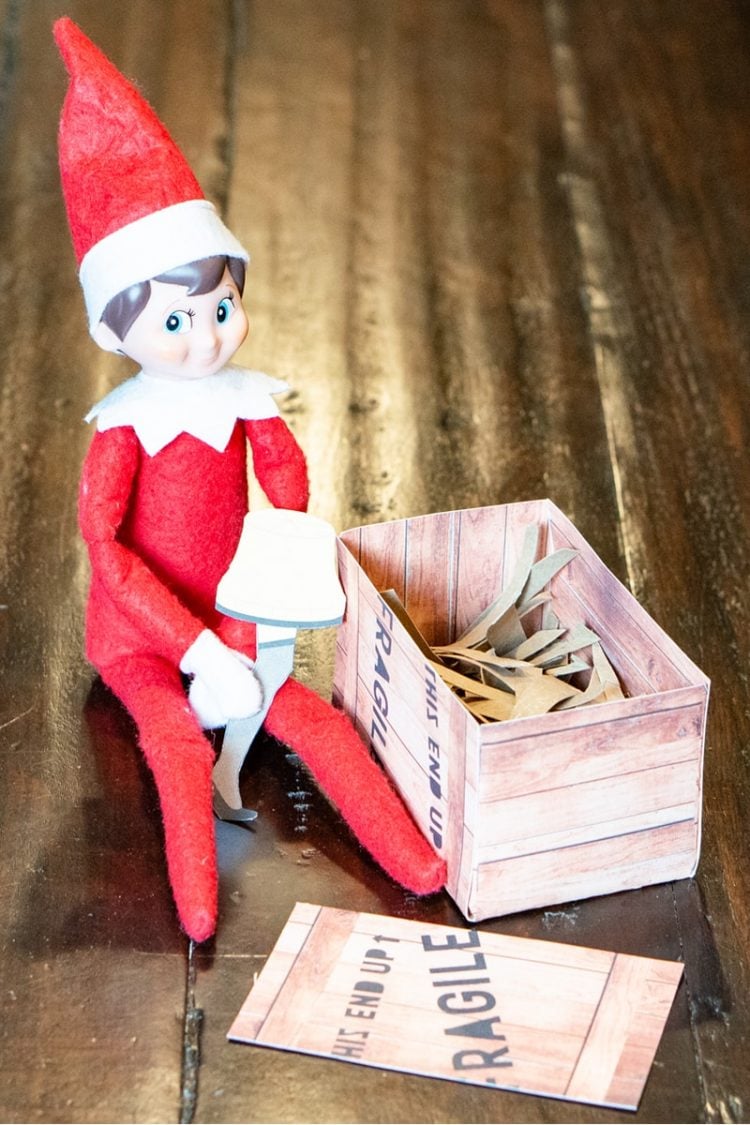 Bown box printable Christmas story movie themed elf on the shelf on the shelf prop