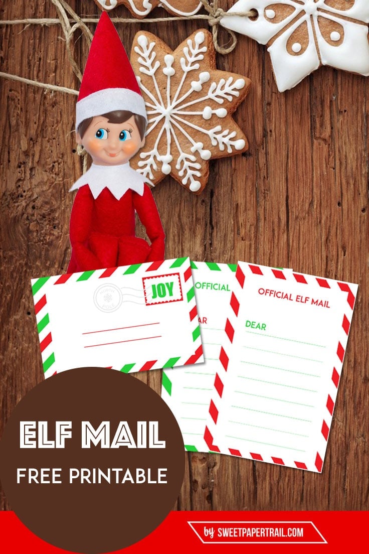 Elf mail printables with red and green border 