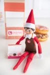 Elf on the Shelf doll with mini donut box and faux dollhouse donuts