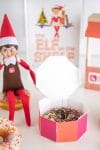 Chocolate sprinkled donut in a printable pink and orange Dasher Donuts box