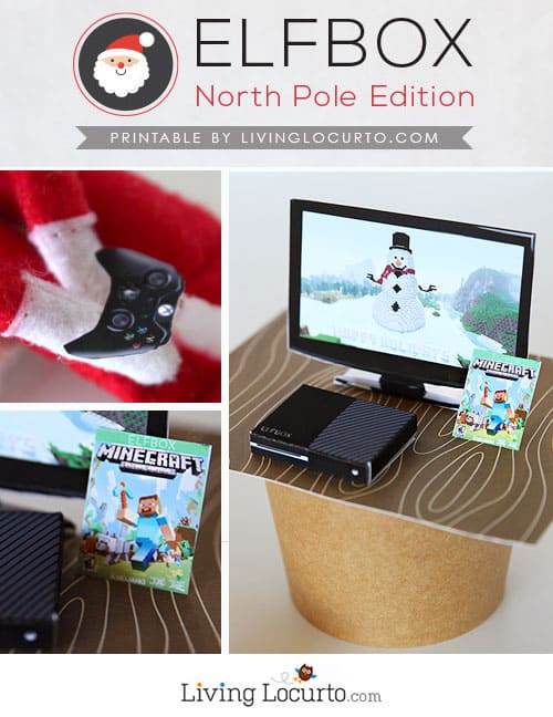 small paper xbox and game prop for Elf on the Shelf