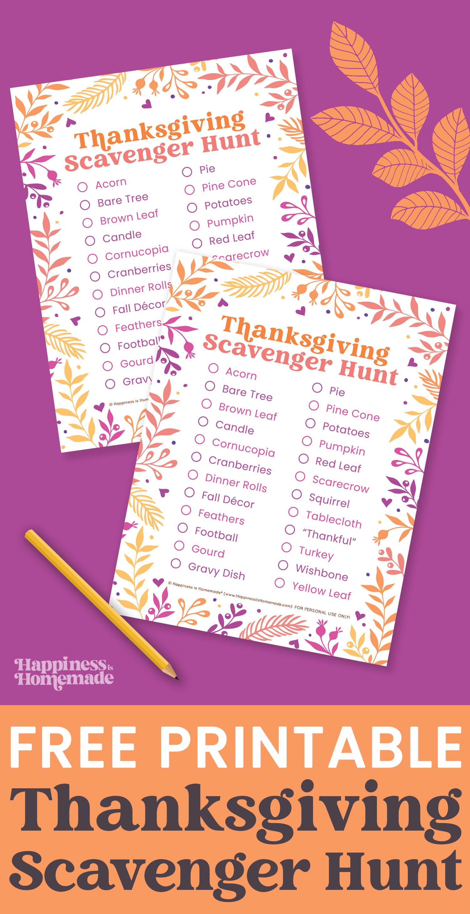 printable thanksgiving game scavenger hunt
