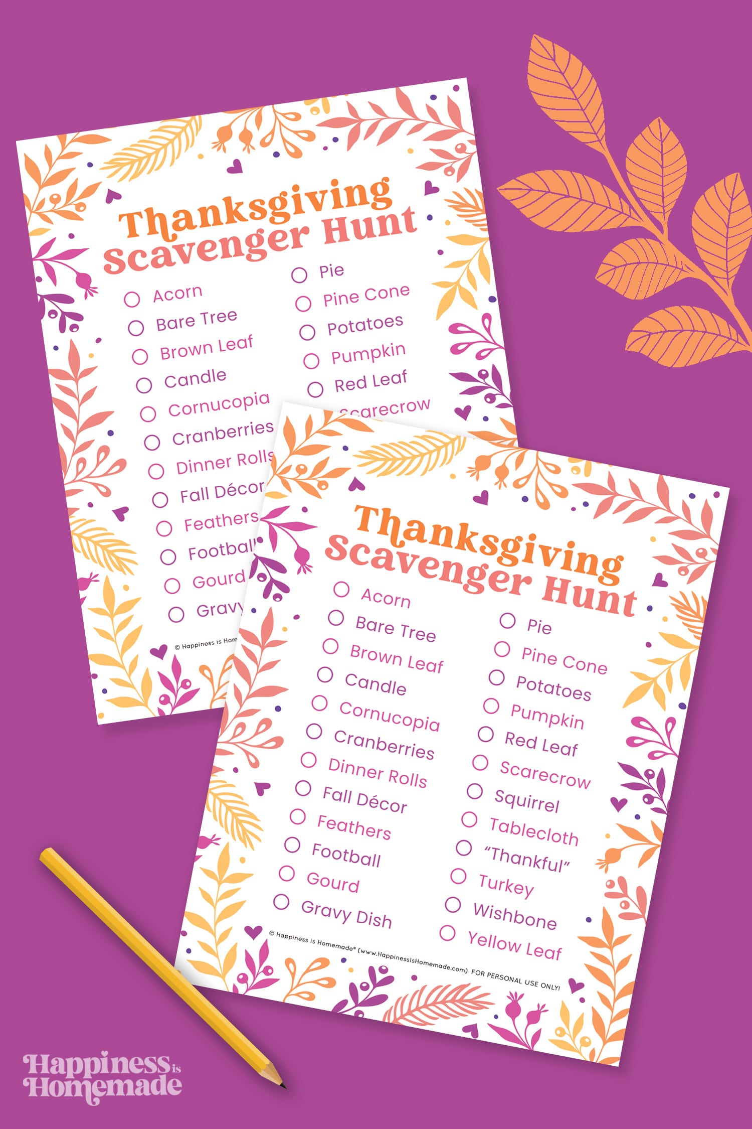 Free Thanksgiving Scavenger Hunt Printable