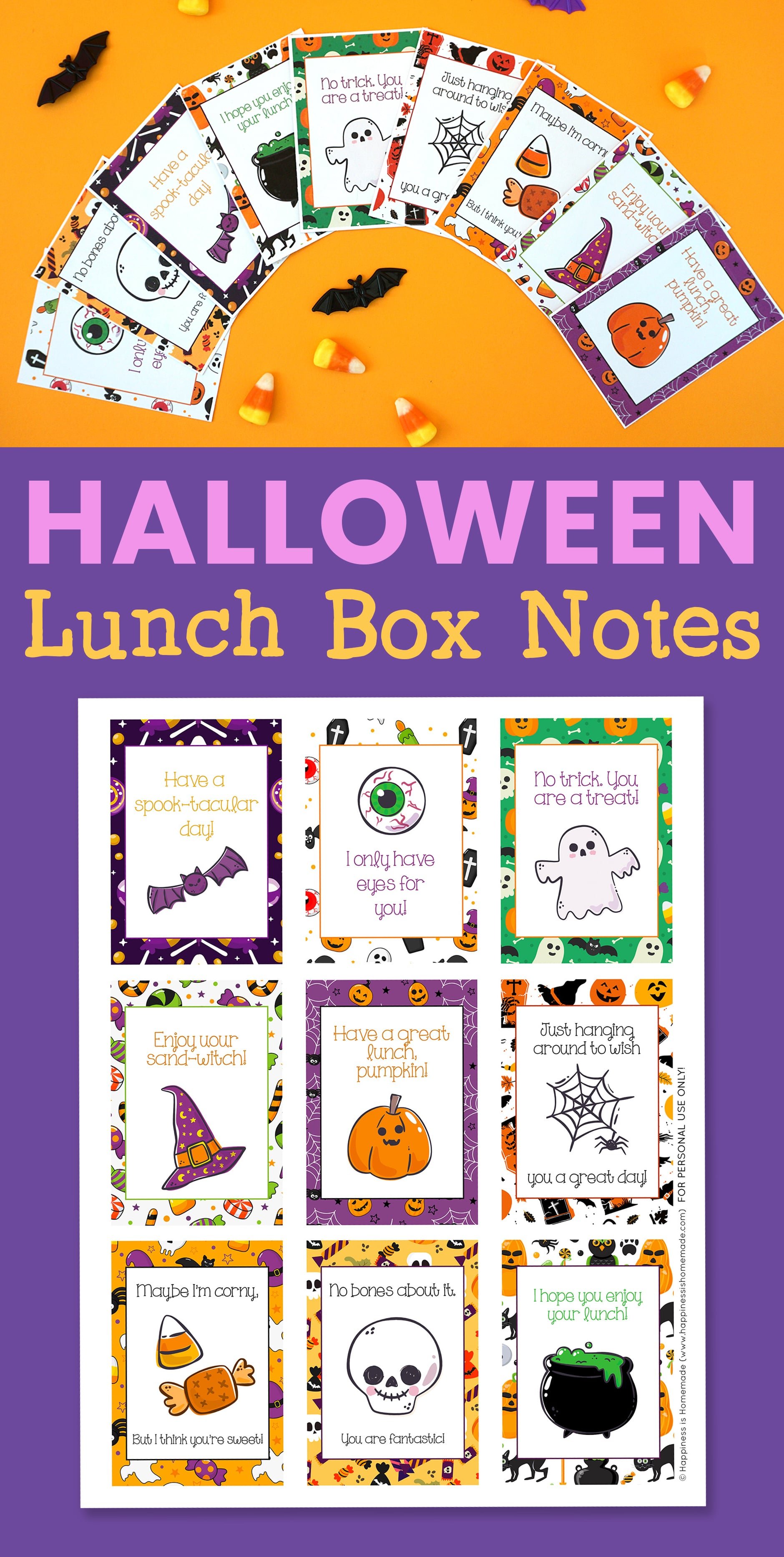 free halloween lunch notes for kids printable