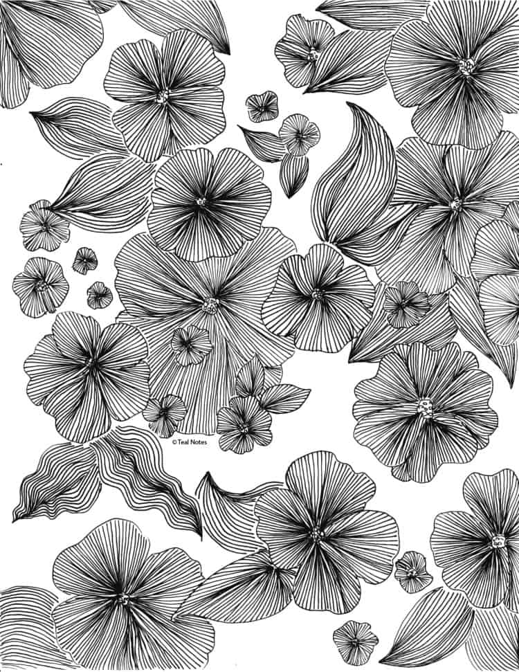 floral coloring pages for adults