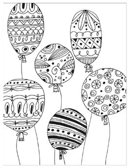balloon coloring pages for kids and adults