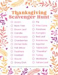printable thanksgiving scavenger hunt sheet