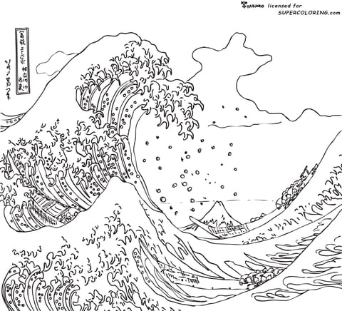 the great wave of kanagawa coloring page