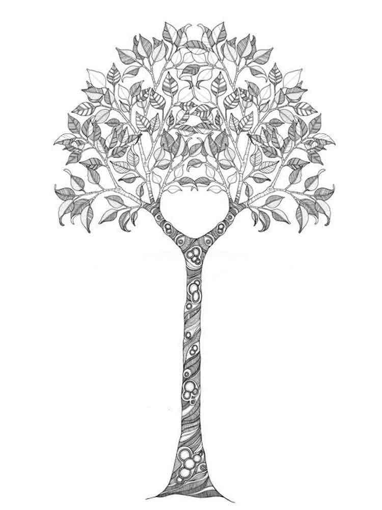 tree coloring page for adults