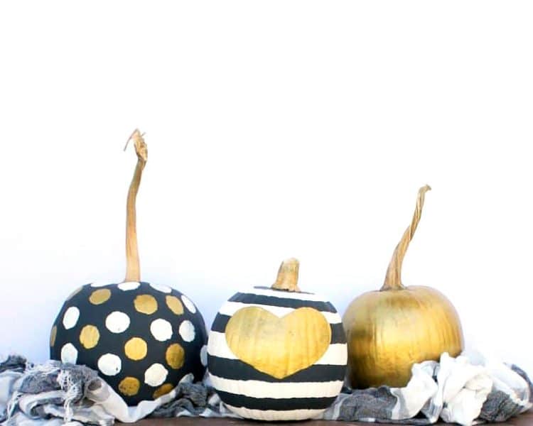 black and gold painted pumpkins 