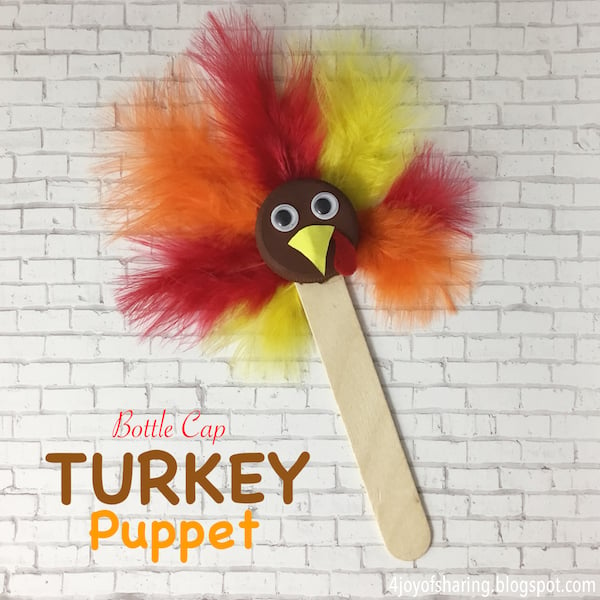 bottle cap turkey puppet