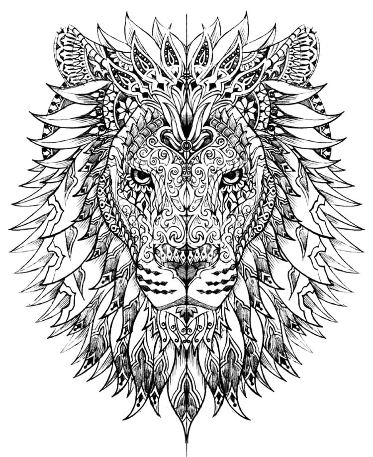 Lion head coloring page