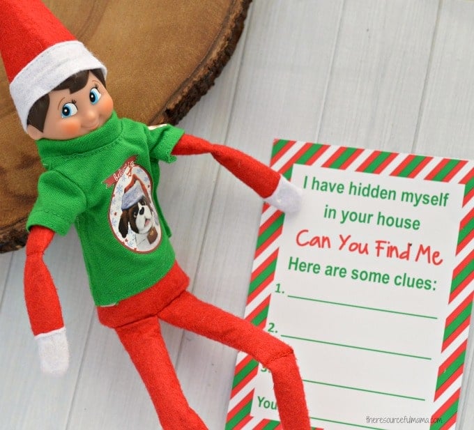 Elf on the Shelf with hidden clue printable