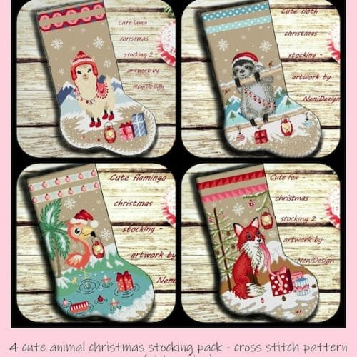 Oh What Fun! - modern cross stitch Christmas stocking pattern