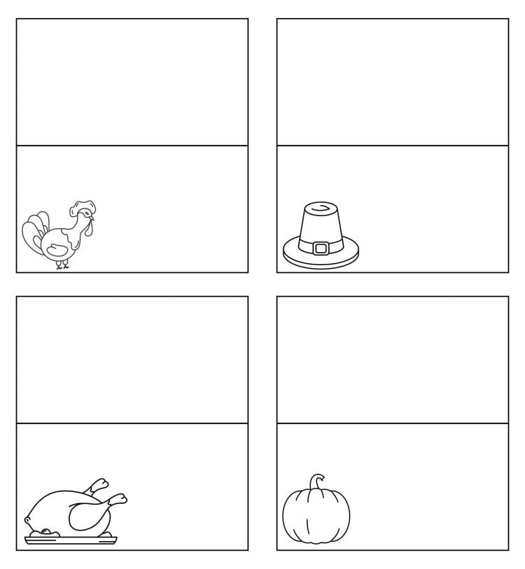 printable colorable place cards for thanksgiving 