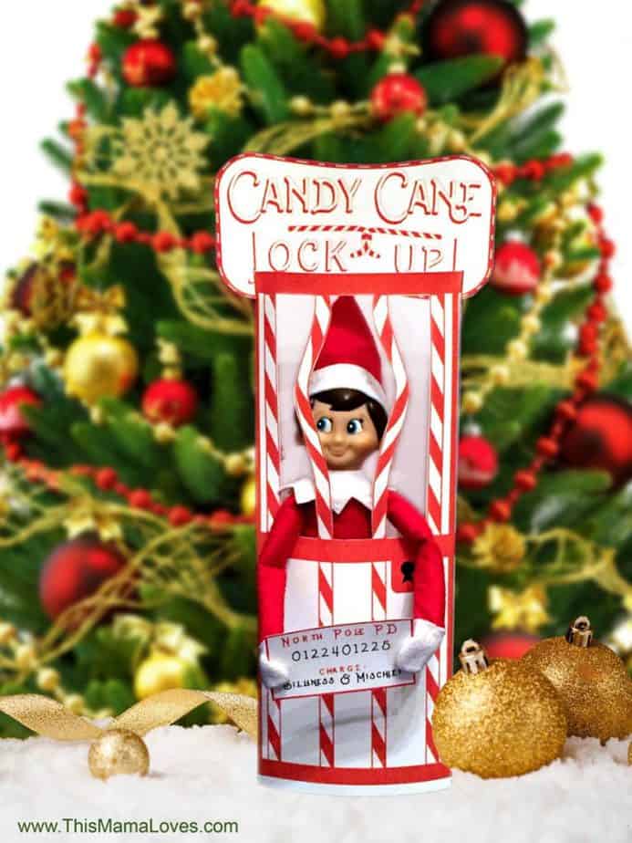 Printable candy cane jail prop for elf on the shelf