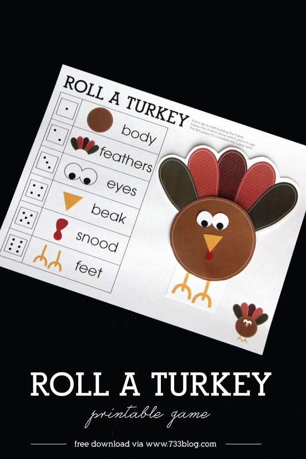 roll a turkey printable game