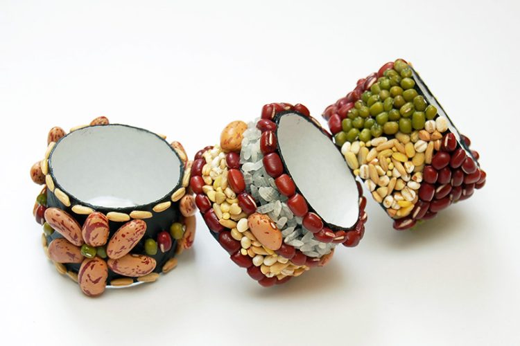 seed mosaic napkin rings