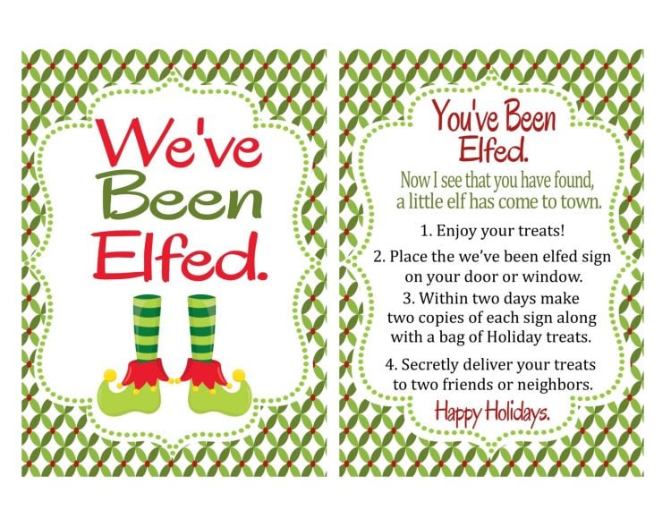 You've been elfed graphic on green background