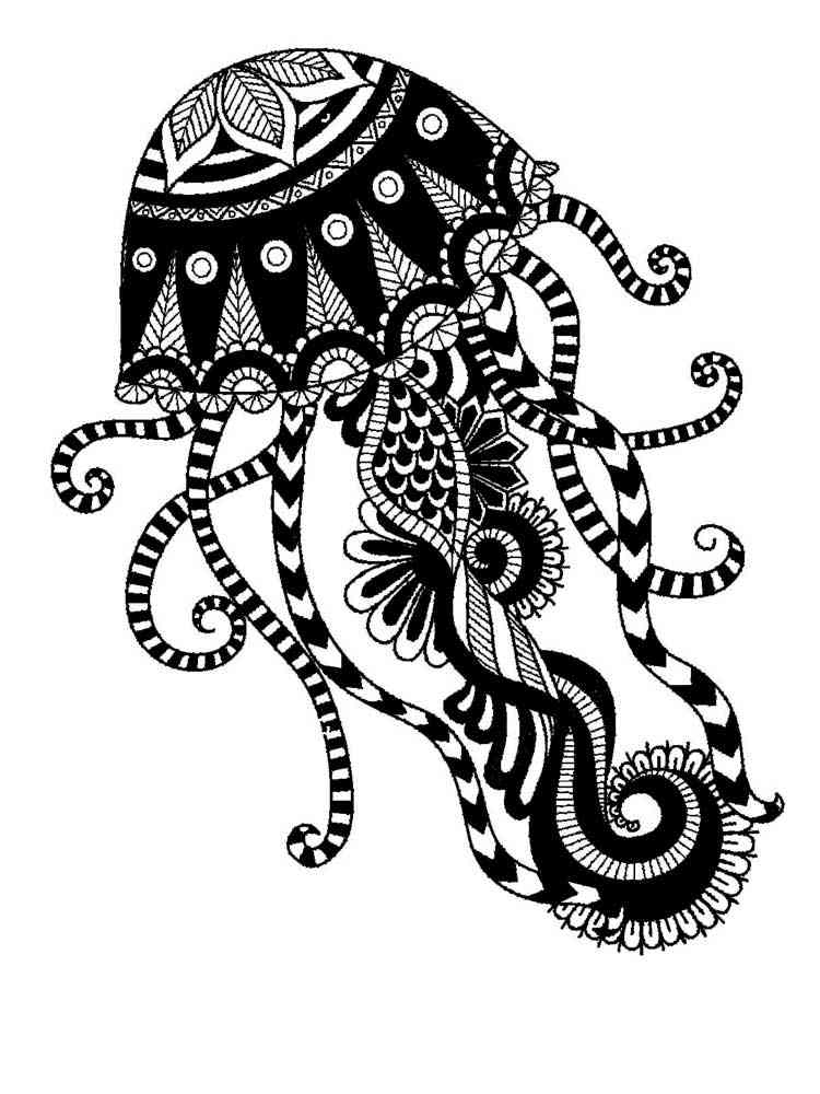 jellyfish coloring page for adults