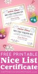 Free Printable Santa's Nice List Certificate