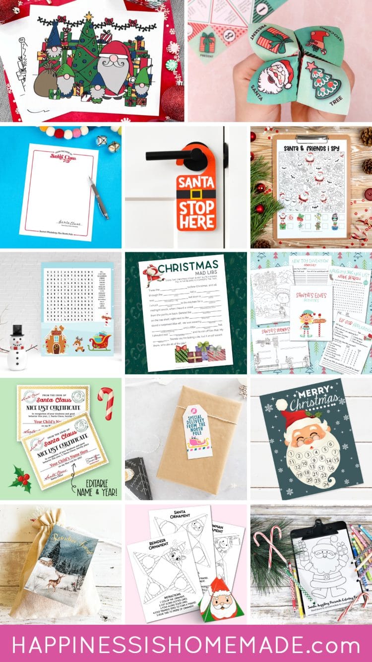 free santa printables collage