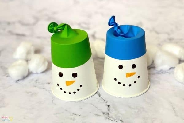 snowman cups for snowball shooting christmas party game