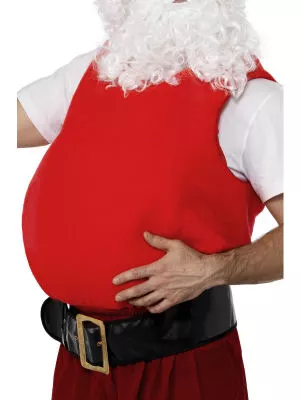 man wearing santa belly costume