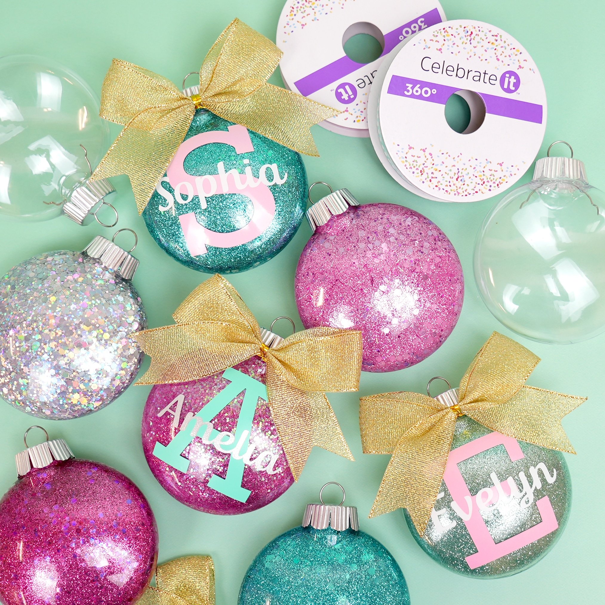 How to Create Christmas Glitter & Fillable Ornaments with Adhesive