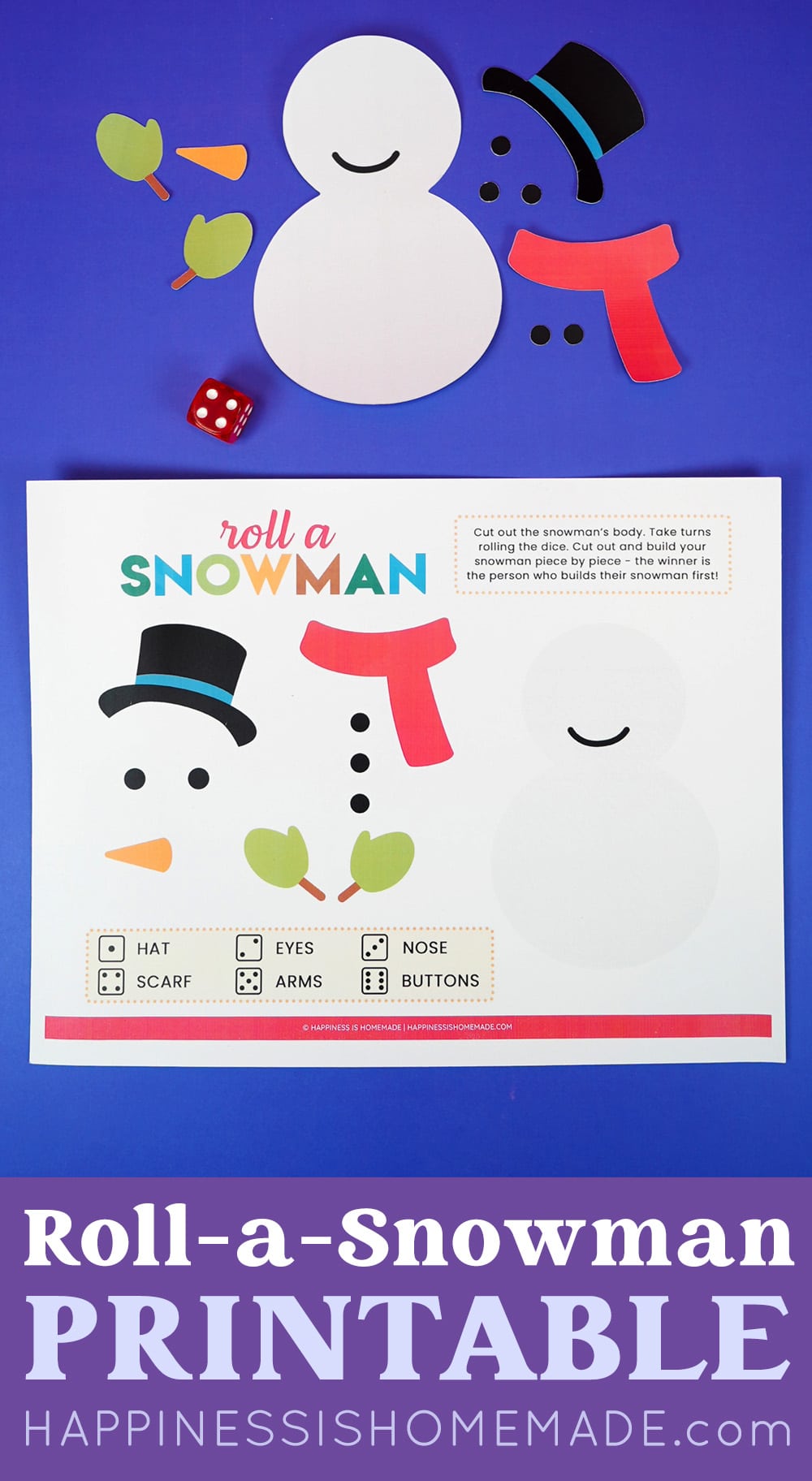 free printable roll a snowman game for kids