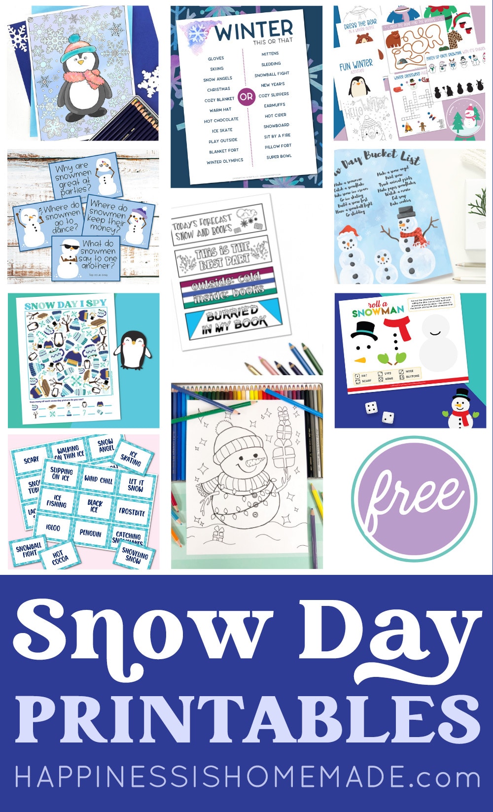 free snow day printables