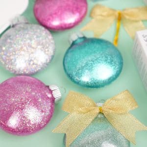 diy glitter ornaments with bows