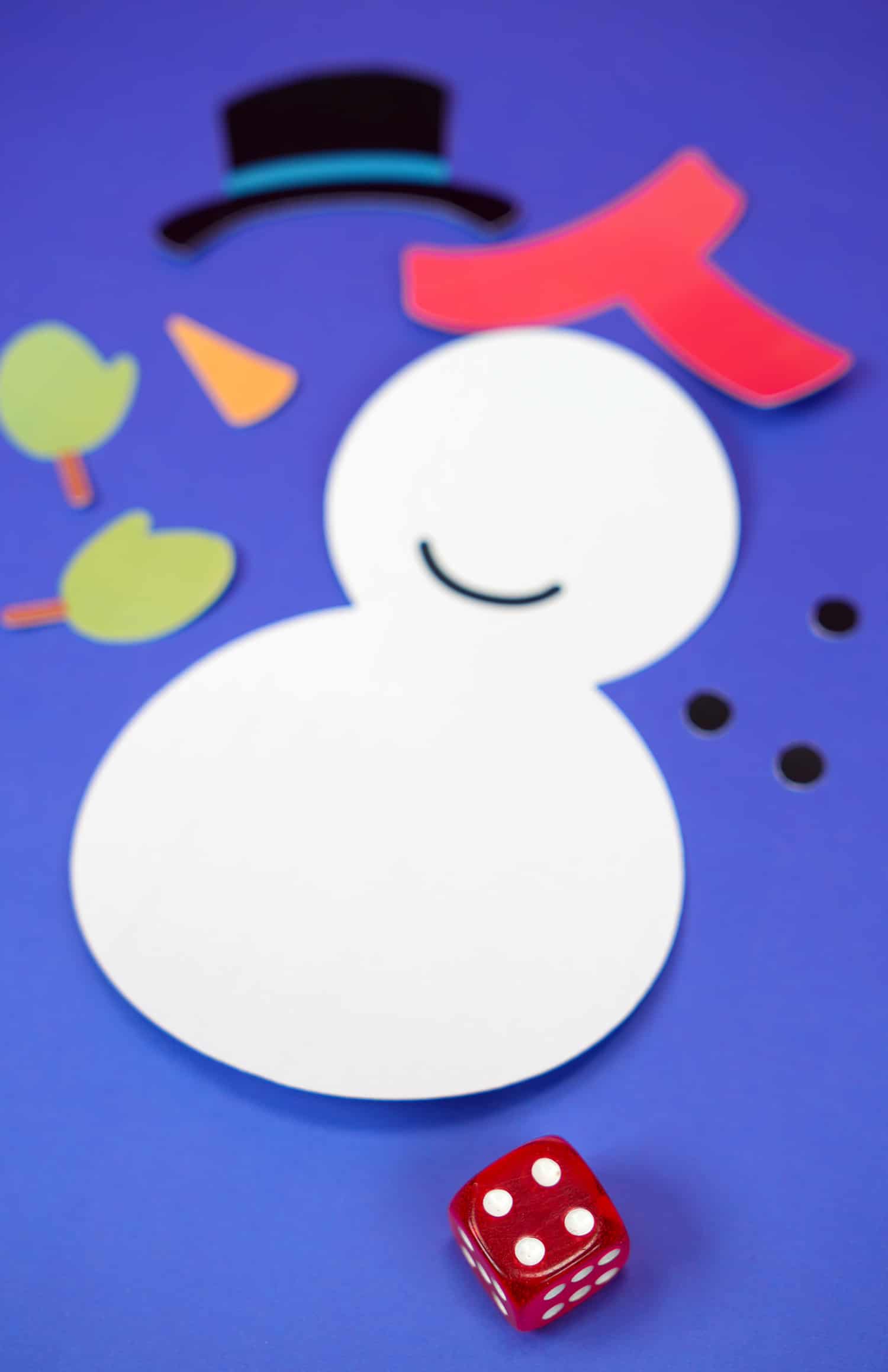 printable roll a snowman game pieces cut out