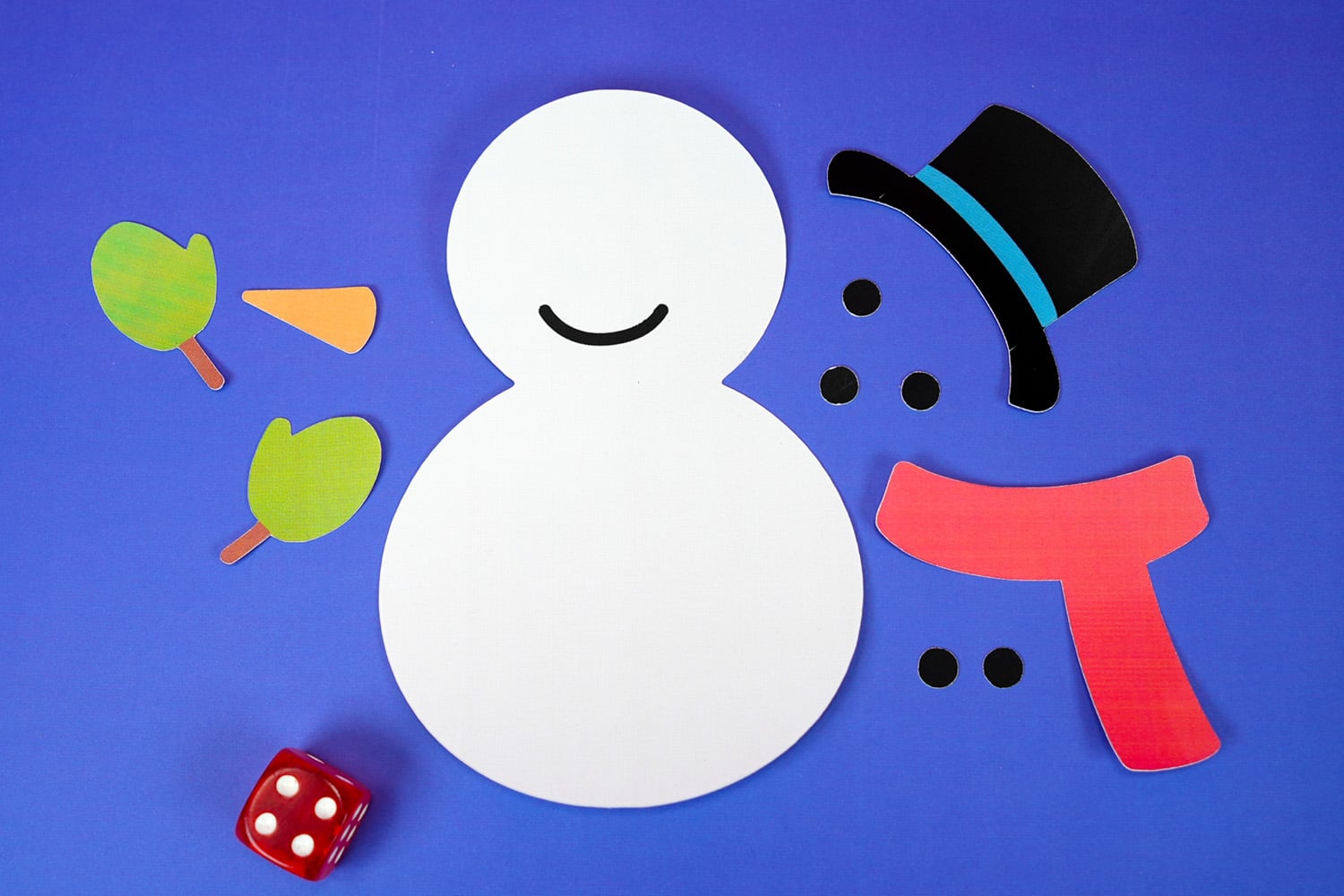printable roll a snowman game pieces cut out