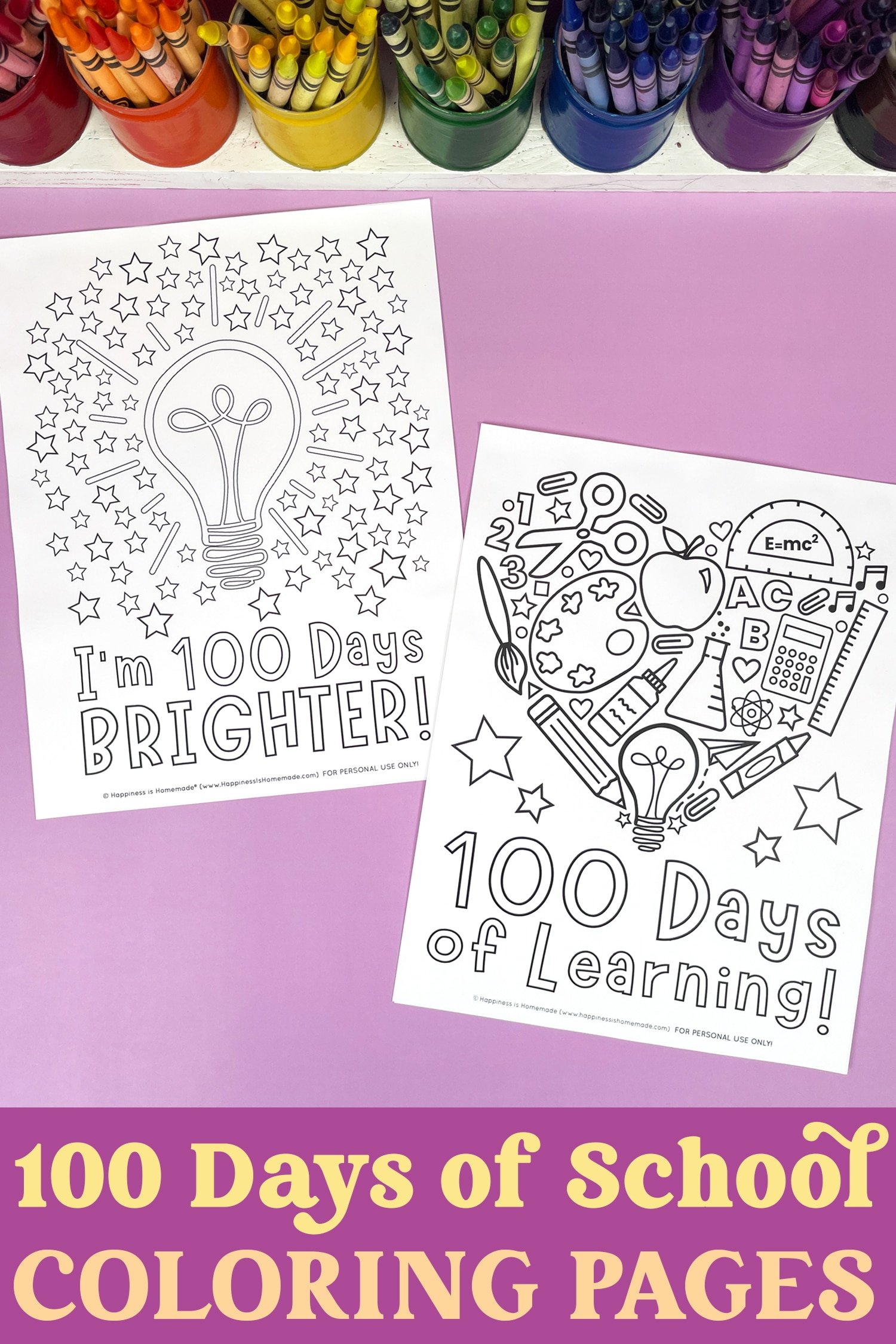 100 Days of School Coloring Pages + Printables