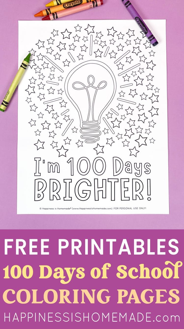printable 100 days brighter coloring pages