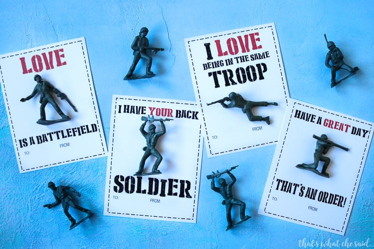 army men valentine day cards for children