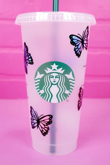 butterfly tumbler wrap with holographic vinyl