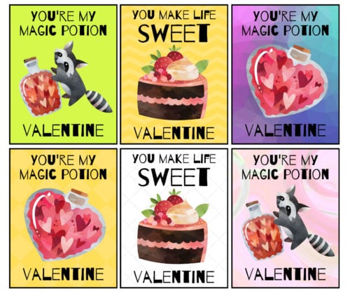 free printable magic potion kids valentines cards