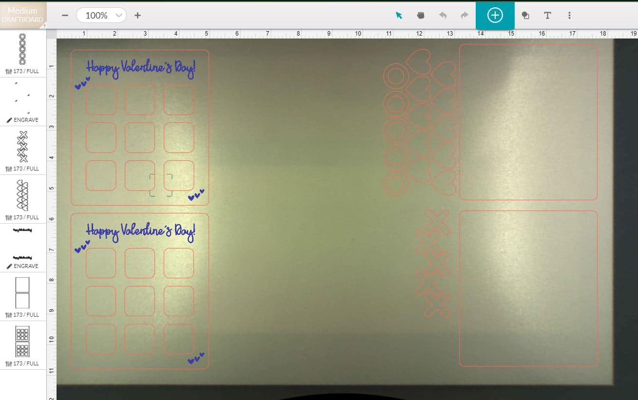 valentine tic tac toe in glowforge app 