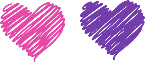 scribble heart svg file in pink and purple
