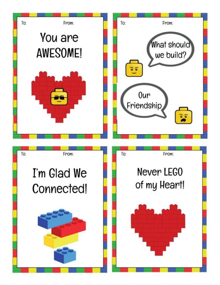 printable lego valentines day cards