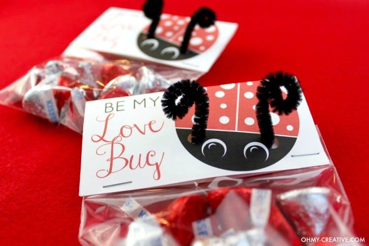 printable love bug valentine gift bag tags