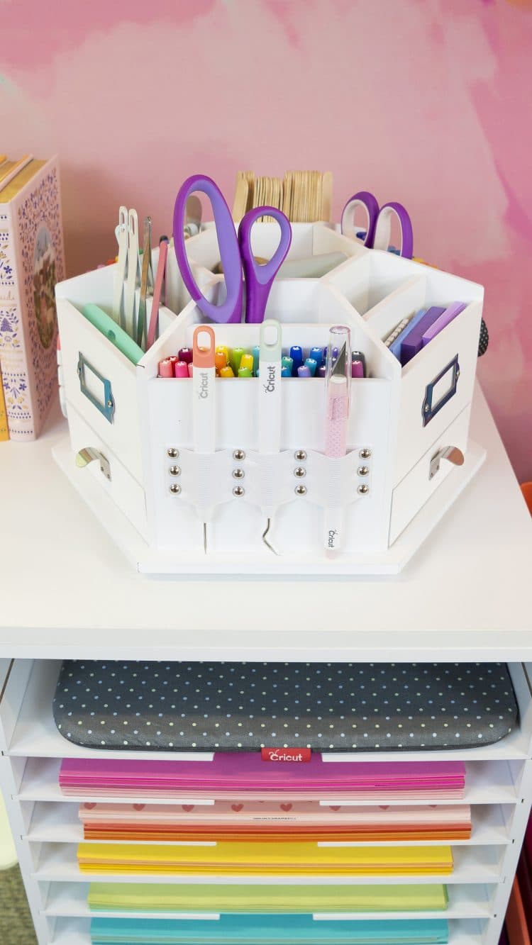 studio carousel organizer on table