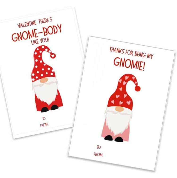 gnome printable  valentine day cards for kids 