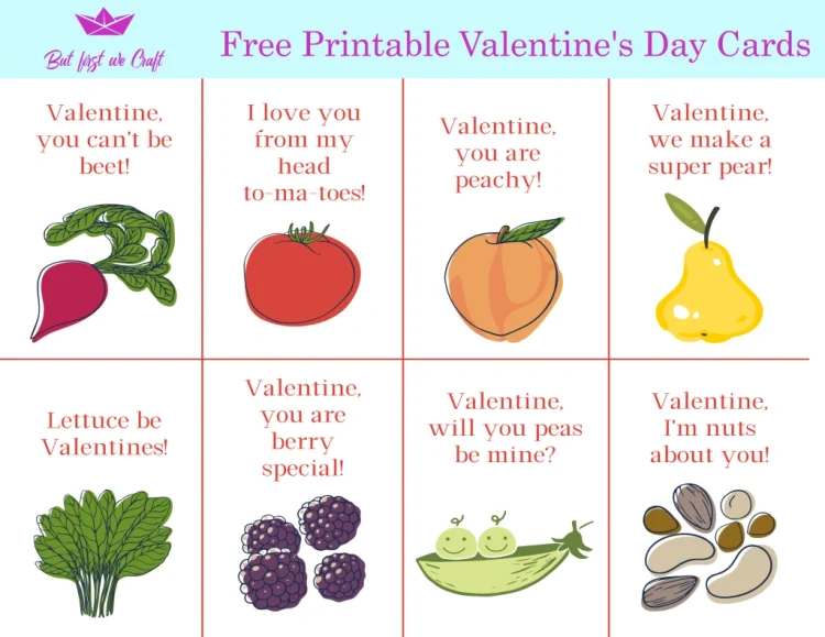 simple funny food pun valentine cards for kids
