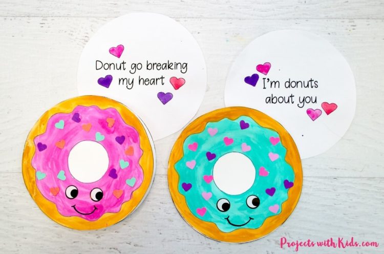 printable donut coloring valentine cards for kids 