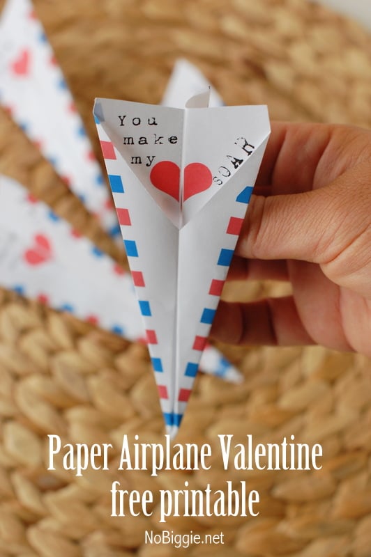 free printable paper airplane valentine 